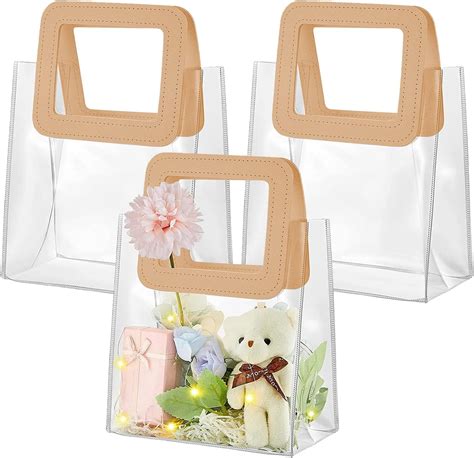 large clear gift bags nearby